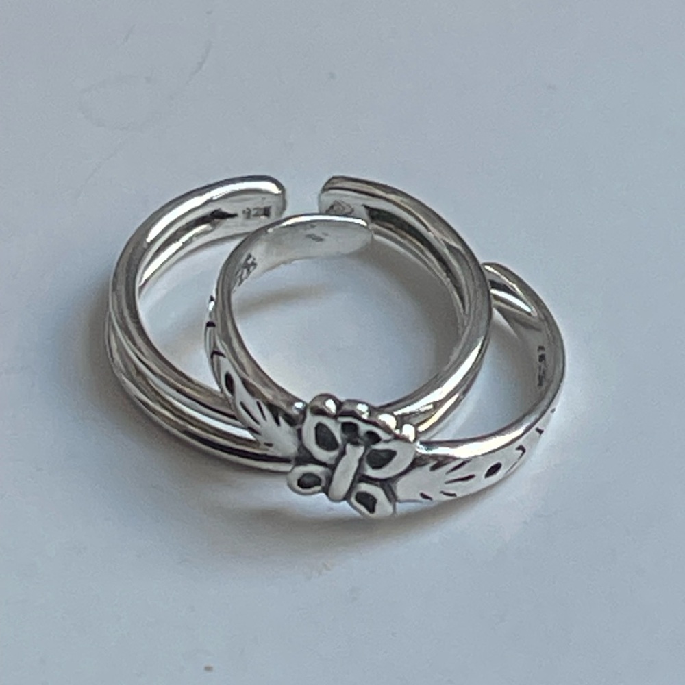 Silver Butterfly Adjustable toe  Rings